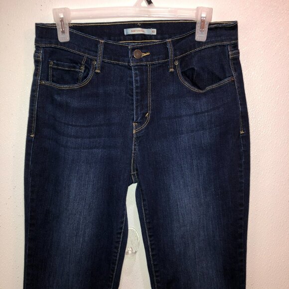 Levis 505 Womens Size 10 Dark Wash Blue Straight Leg Pockets Denim Jeans - Picture 4 of 9